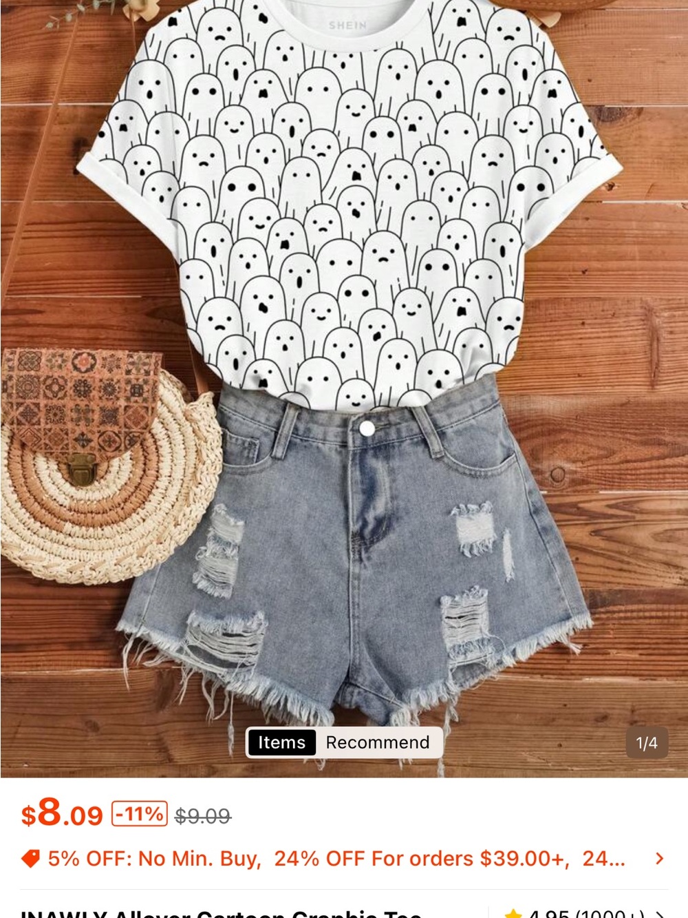 Halloween White Graphic Ghost Print Short Sleeve Tee